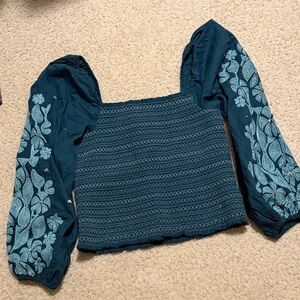 Anthropologie smocked Embroidered